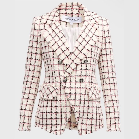 Veronica Beard Jackets & Blazers - VERONICA BEARD Taja Dickey Double Breasted Cotton Red White Tweed Blazer $570 4